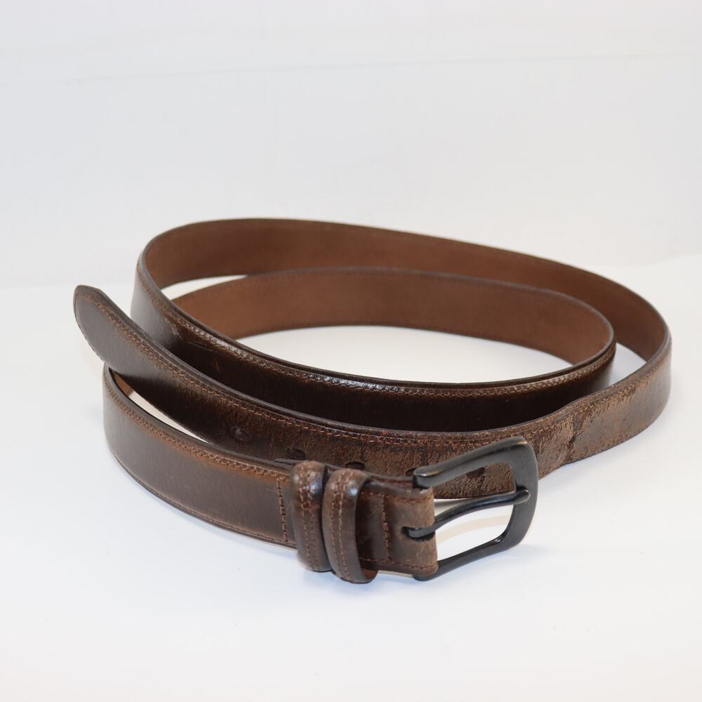 Men’s Brown Genuine Leather Belt Bronze‎ Buckle Oversize Size 58/60 XL